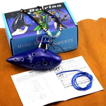 Anime Legend of Zelda 12 Diera Flauta, Modrá Ocarina Inšpiroval Času Hudobný Nástroj Neklace Cosplay Prop