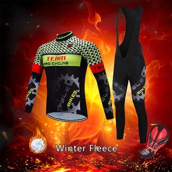 Muži Teplé Zimné Cyklistické Oblečenie nohavice s NÁPRSENKOU Gél Nohavice 2021 Cestnej Bike Jersey Nastaviť Thermal Fleece Mužský Oblek MTB Šaty, Požičovňa Šiat Auta