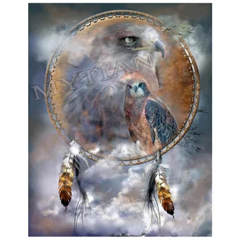 Kôň& Eagle Dream Catcher výšivky vzor 5D diamond maľovanie plný vrták živice cross-stitch mozaikové obrázky vyšívanie, dekor