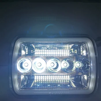 7X6 LED Svetlomety, 5X7 LED Reflektor s Turn Signál DRL Biela Halo Sealed Beam pre Jeep Wrangler YJ Cherokee