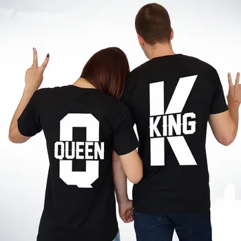Tumblr Sladké Pár Zobrazenie T-shirts Zábavné Kráľovnej a Kráľa Tlač Písmeno Zodpovedajúce spriaznenú dušu Tričko Oblečenie Krátke Sleeve Tee Topy