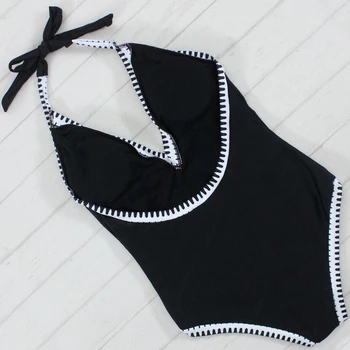 Nový Sexy Čierne a Biele jednodielne Plavky, Plavky Ženy Ženy Bandeau Celých Plavkách Jeden Kus Plávanie Oblek pre Ženy