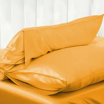 Jednofarebné Saténové, hodvábne obliečky na Vankúš Mäkké Pohodlné obliečka na Vankúš posteľná bielizeň Kráľovná Kráľ Vankúš