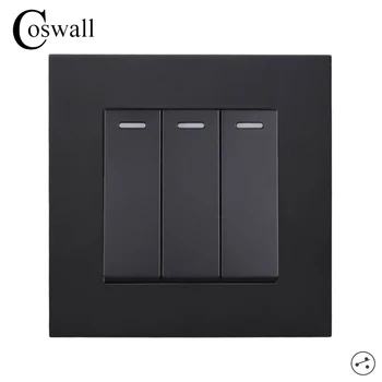 COSWALL PC Panel 3 Gang 2 tak On / Off Rocker Wall Light Switch Prepne Prejsť Cez Chodbu, Schodisko, Spínač DC 5-40V AC 90-250V