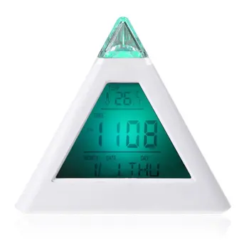 7 LED Zmena Farby Pyramídy LCD Digitálny Spánok, Budík Čas Údajov Týždeň Teplota Teplomer v C a f Hodinu Doma AB