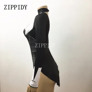 Módy Sexy Čierne Fáze Učiteľ Smoking Kostým Kamienkami Trikot Oblečenie Strany Oslavu Nosenie Spevák Výkon