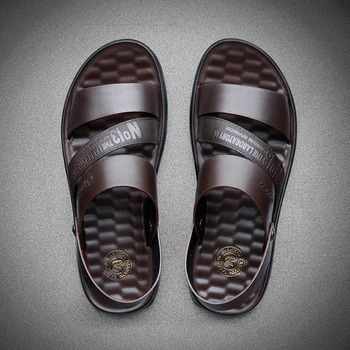 Kožené Sandále pánske Sandále 2019 Nové Letné Plážové Topánky Mládež Trend Mäkké Dno Bežné Dvojakým použitím, Sandále A Papuče Mužov