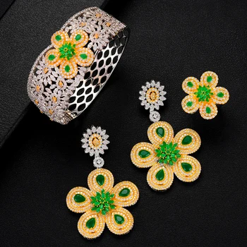 GODKI Super Veľké Luxusné 4PCS Kvety afrike Cubic Zirconia Chokers Set Šperkov Sady Pre Ženy, Svadobné Dubaj Svadobné Nastaviť 2020