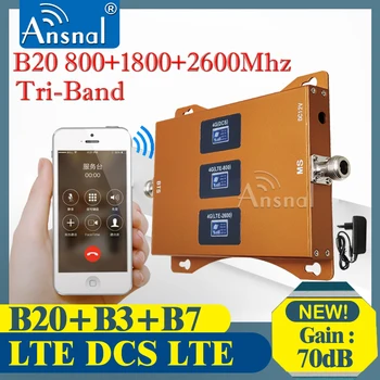 Nové!!LTE B20 800 1800 A 2600 Tri-Band 4G Mobil Zosilňovač gsm Repeater 2g, 3g, 4g Celulárnej Booster LTE 4G Mobilný Signál Booster