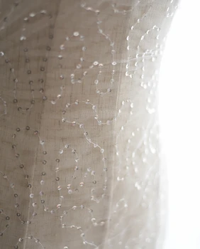5 Dvore Fantázie Semi Jasné Sequin Tylu Čipky Textílie v Off White pre Svadobné Party Šaty, Tutu Šaty Svadobné Veiling, Textílie Linnig