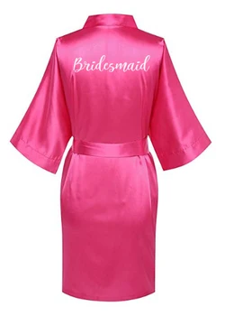 C&Fung hot pink plášť biely kancelársky matka nevesty šaty svadobný dar Krátke Nevesta bridesmaid, saténový župan kimono drop shipping