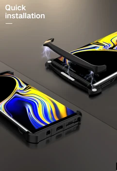 Ultra Tenký Hliníkový Pancier Magnetické predný Kryt puzdro Pre Samsung Galaxy Note 9 s 3D Okraja Ochranné a Holé Kovové Dotyk