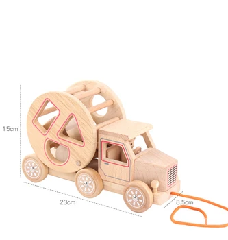 Drevené detské stavebným Dieťa 1-2-6 Rokov Geometrie Párové Stavebné Bloky Inteligencie Box Ťahaním Hračka Auto