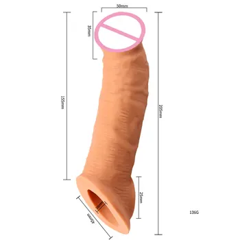 Opakovane zväčšovacieho prístroja Kondóm Penis Rukáv Extender Realistický Penis Kondóm Bezpečné Rozšírenie sexuálnu Hračku pre Mužov Penis sexuálne hračky Odkladu