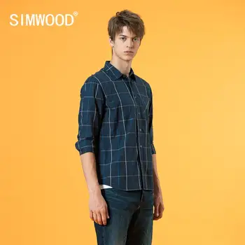 SIMWOOD 2020 Jeseň Nové Kockované Košele Mužov Bavlna Slim Fit Bežné Tričko Plus Veľkosť Vysoko Kvalitné Značky Oblečenia SJ170372