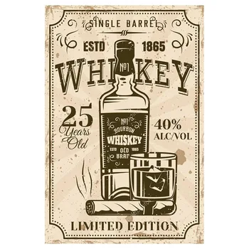 1pc Vintage Kovov Cín Známky Pub Bar Stenu Dekoratívnych Dosiek Whisky Víno Retro Plagátu 20x30cm