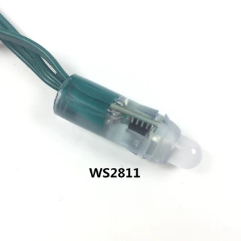 50pcs DC5V/ DC12V Zelený drôt WS2811IC 12 mm RGB Modul LED Pixel Svetla, Digitálny Full adresný RGB LED pixel vodotesný IP68