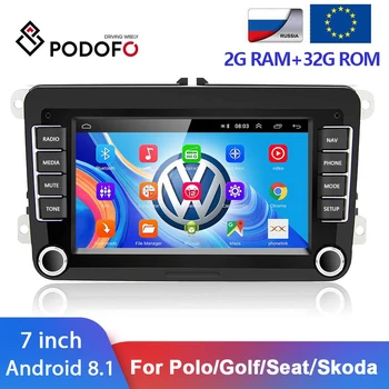 Podofo Android 8.1 2Din Auto Multimediálny Prehrávač Pre VW/Golf/Polo/Tiguan/Passat/SEAT/Leon/Skoda/Octavia/Jetta 2 DIN GPS, WIFI, Rádio
