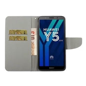 Y5 2018 Kožené puzdro Pre Coque Huawei Y5 2018 Prípade Huawei Y5 2019 Y 5 Y5 Prime 2018 Kryt Magnetické Flip Peňaženky Telefón Prípadoch