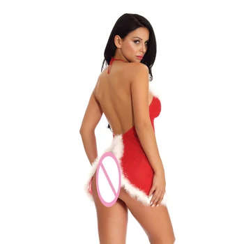 Vianočné Sexy spodnú Bielizeň Kerst Porno Bodydoll Hot Girl Čipky Vidieť cez Oblečenie Nightdress Erotické Vianočné Noel Sexy Navidad