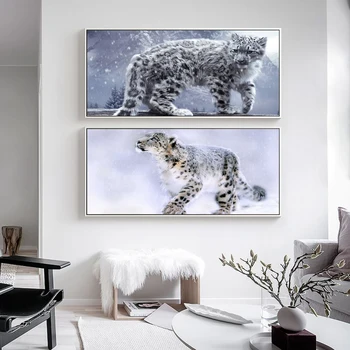 Zviera olejomaľba leopard v snehu plátno na maľovanie office obývacia izba chodba domáce dekorácie nástenná maľba