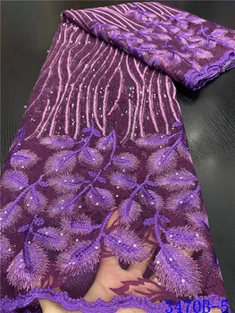 NIAI francúzsky Flitrami Tylu Čipky Textílie 2020 Vysokej Kvality Afriky Čipky Textílie Nigérijský francúzskej čipky Textílie S Kamene XY3470B-1