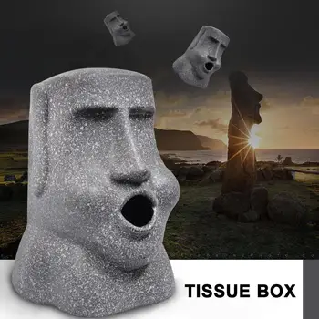 Tkanivo Úložný Box Moai Tvar Vzkriesenie Ostrov Kamenný Obrázok Papier, Uterák Kreslenie Kameň Osobnosti Papier Tkaniva Box Domov Deco