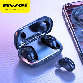 AWEI T20 Dotykové Ovládanie Slúchadiel TWS Bluetooth 5.0 HiFi Zvuk Mini In-Ear Slúchadlá Hudbu Hovoru Slúchadlá s Mikrofónom