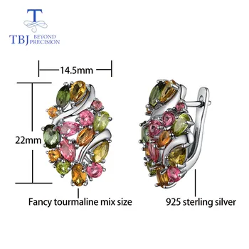 TBJ,Prírodné Brazília turmalín spona náušnice 925 sterling silver jemné šperky pre ženy manželka luxusný dizajn výročie strany darček