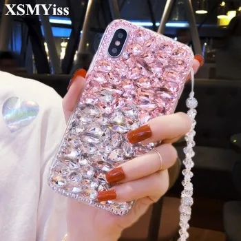 XSMYiss Bling Jewelled Drahokamu Kryštál Diamantu Soft Telefón puzdro Pre Samsung S6 S7 S8 S9 S10 PLUS S10 Lite Note5 8 9
