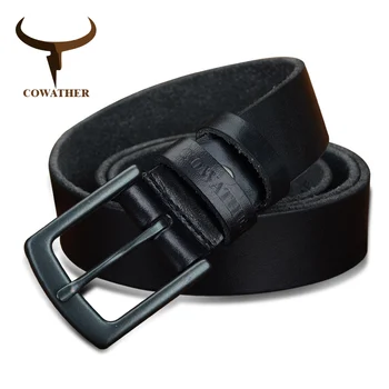 COWATHER skutočné cowhide kožené pásy pre mužov vintage 2019 nový dizajn muž popruh ceinture homme 110-130 cm MUŽOV pásu