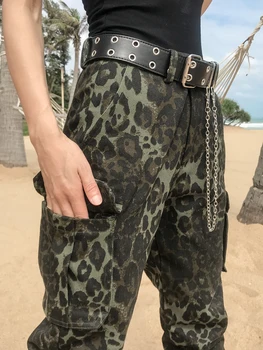 Veľmi kvalitné Leopard tlač džínsové nohavice žena prikryť cargo nohavice All-zápas štíhle nohy bud nohavice leopard nohavice, džínsy F1743