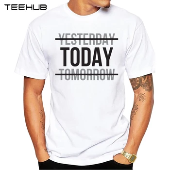 Nové Modely 2019 TEEHUB Pohode pánskej Módy, Včera, Dnes, Zajtra Dizajn T-Shirt Krátkym Rukávom O-krku Topy Lumbálna Čaj