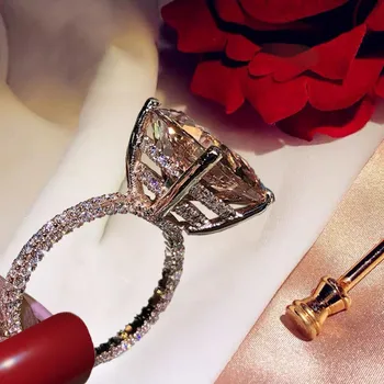 CC S925 Strieborné Prstene Pre Ženy Cubic Zirconia Rose Gold Color Luxusne Jemné Šperky, Svadobné Svadobné Zapojenie Bijoux Femme CC3100