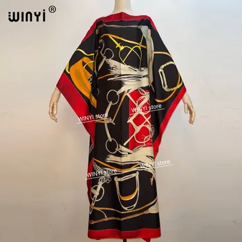 Kuvajt Módne Blogger Odporúčame Populárne vytlačené Hodvábny Župan Maxi šaty Voľné Letné Beach BohemianWINYI dlhé šaty pre lady