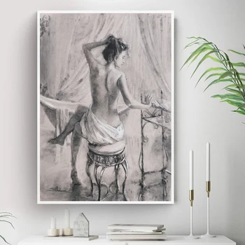 Sexy Body Art Maľovanie Na Nahé Nahá Žena Po Kúpeli Plátno Plagát Abstraktné Kresby Tlač Moderných Obrazov Na Stenu Domov Deocr