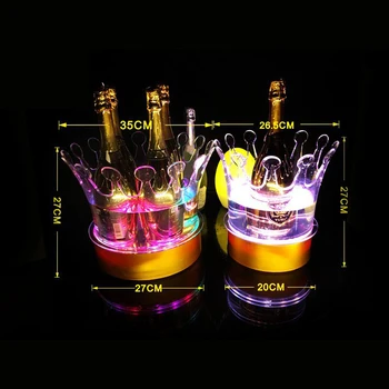 LED Ice Bucket Spoplatnené Farby Víno Chladiča Koruny Šampanské Víno Držiak na Nápoje Pivo, Víno Stojan Bar/Svadba/Home Party