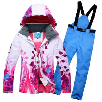 Zimné Bundy Ženy Lyžiarske Oblek Nastaviť Bundy A Nohavice Outdoor Single Ski Set Vetru Therma Lyžiarske, Snowboard Vytlačené Športové Oblečenie