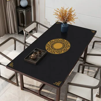 Čínsky klasický štýl kože obrus nepremokavé oilproof tabuľka mat prispôsobiť strany svadobný stôl deco kryt protector