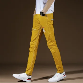 Nový príchod Leta nohy úsek žltá farba slim mladých mužov, teenagerov, rekreačných nohavice mužskej mládeže nohavice pánske nohavice 28-38