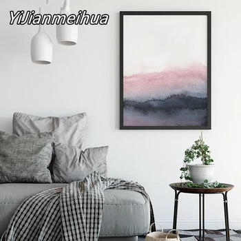Ružová Modrá Abstraktné Plagát Vytlačí Blush Pink a Sivé Steny Umelecké Plátno na Maľovanie Nordic Škandinávskych Obrázok pre Spálňa Decor