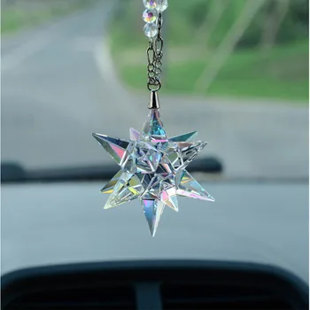Nový 60*200 mm K9 Crystal Meteor Kladivo Snowflake Visí Ozdoby Multicolor Crystal Garden Suncatcher Vianočný Strom Dekorácie