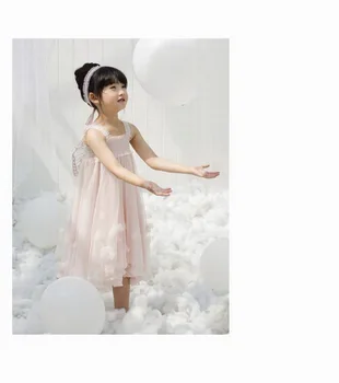 Dievča Princezná Šaty 2020 Lete Nové Motýlích Krídel bez Rukávov Načechraný Tylu Šaty Dovolenku Šaty Deti Oblečenie WX002