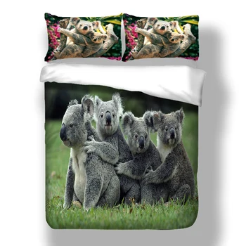 3D Koala posteľná bielizeň Set Roztomilé Zviera Perinu obliečka na Vankúš Twin Kráľovná Kráľ Veľkosť Obliečky 3ks bytového textilu