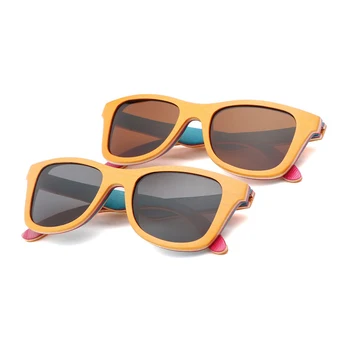 Orange skateboard dreva polarizované slnečné okuliare módne slnečné okuliare ženy UV400 Retro slnečné okuliare oculos de sol feminino
