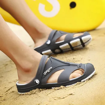 SAGACE 2019 Mužov Letné Sandále, Papuče Topánky Croc módne plážové Sandále Bežné Ploché Pošmyknúť Na Flip Flops Mužov Duté Topánky J26