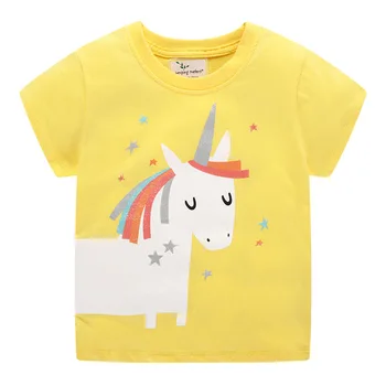 Deti, Oblečenie pre Dievčatká Letné tričko Cartoon Jednorožec Zvierat Deti Bavlna Roztomilý Kreslený Tees pre Dievčatá, Baby, Batoľa, Topy