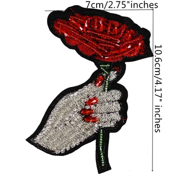 10pieces Ruže Kvet Strane Textílie Škvrny Čipky, Výšivky DIY Korálkové Crystal Motív Nášivka Šiť na Oblečenie Zdobené Šitie TH758