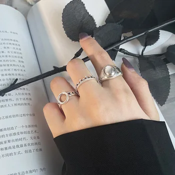 S925 sterling silver hladká otvoriť ukazovák krúžok žien kórejský jednoduché studené móda online celebrity Japonsko osobnosti čerstvé