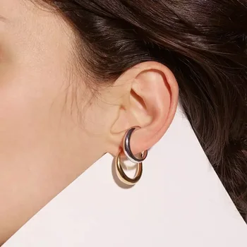 Európska geometrické špirála twist dvojité kolízie farba tvorivé jednoduché ucho ozdoby žena studený vietor módne retro náušnice